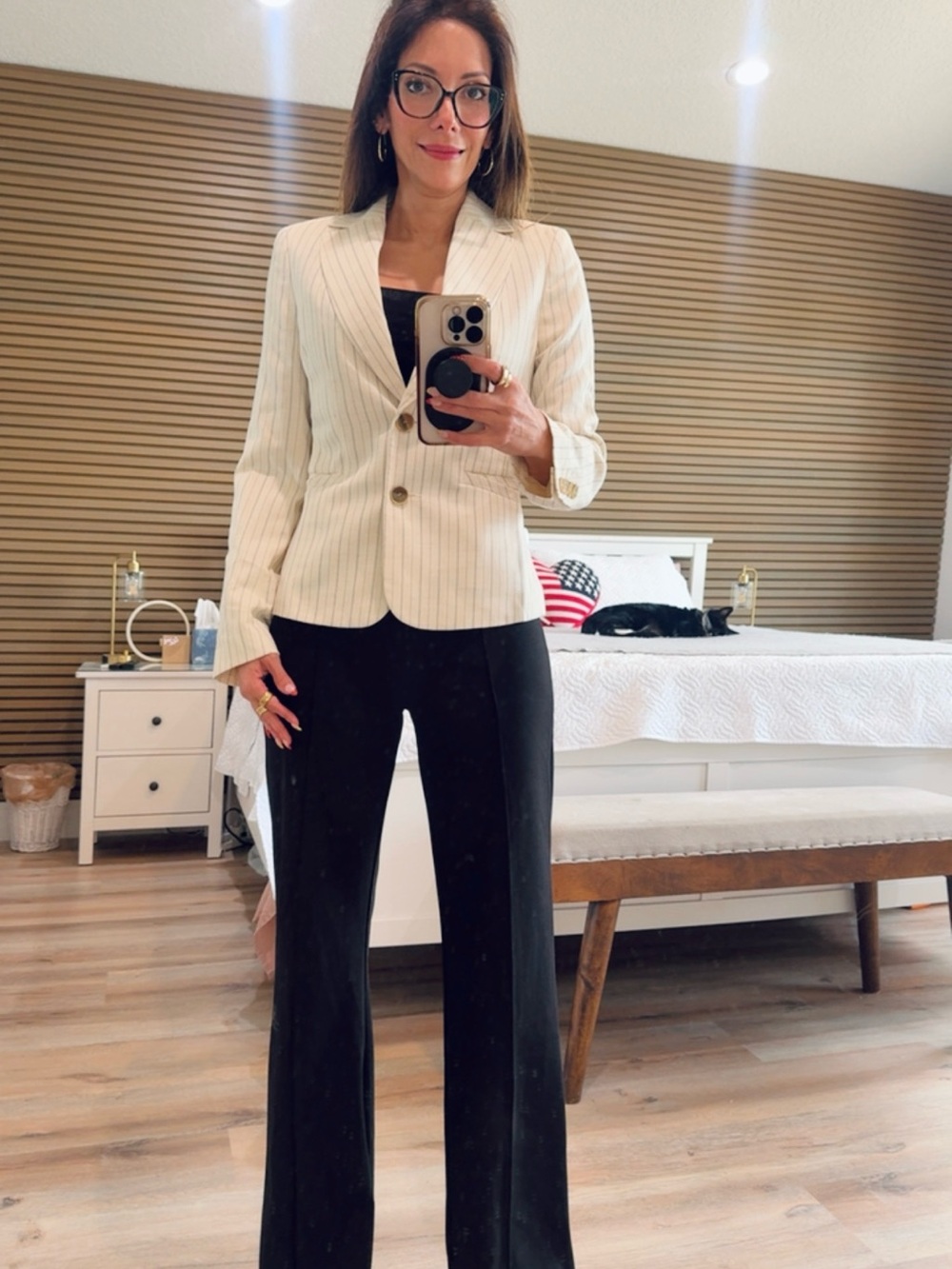 Mexx Cream Pinstripe Blazer